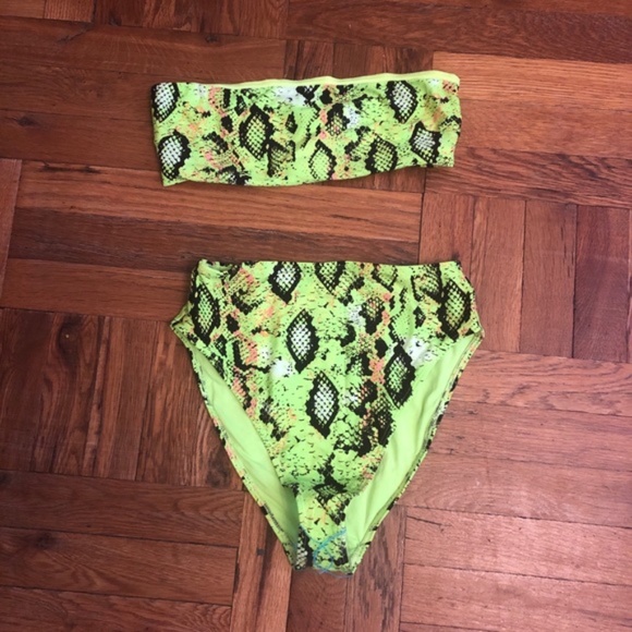 ASOS Neon Snakeskin Bikini Set Sz 4 - Picture 6 of 6